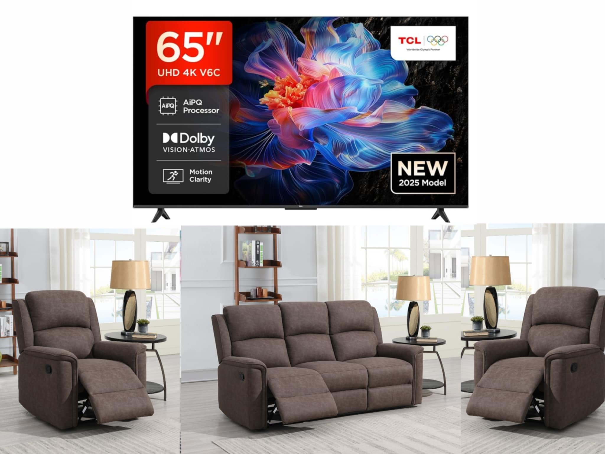 Living Room Recliner & 65" Smart TV Bundle