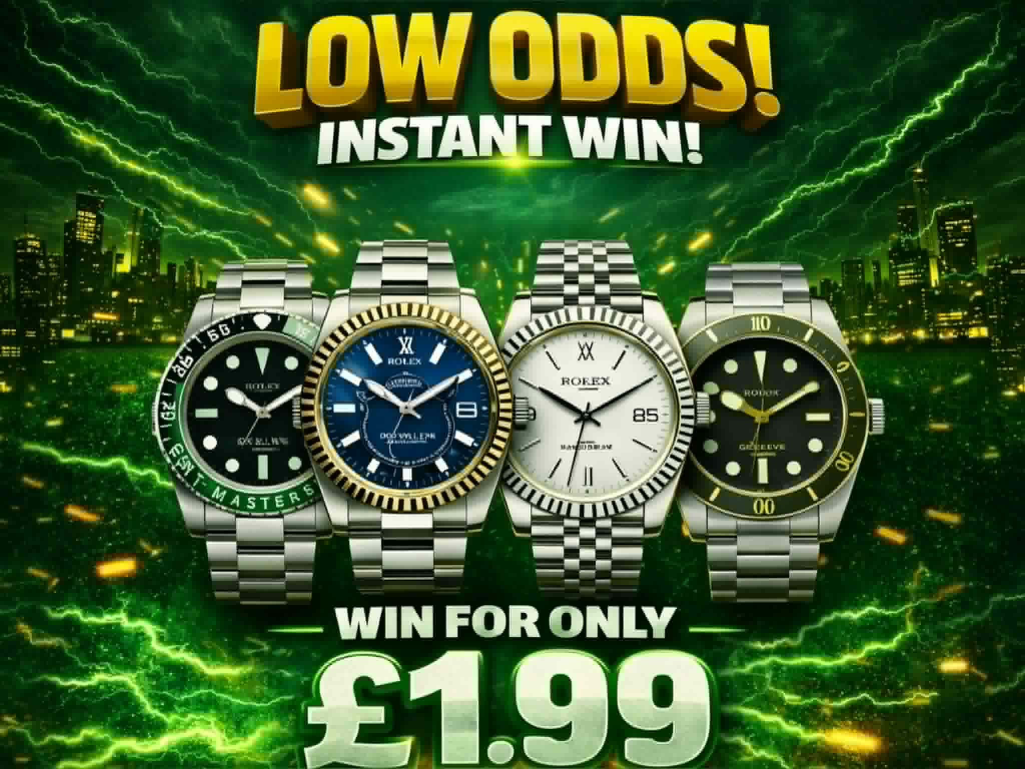 SUPER LOW ODDS Luxury Watch & Cash Instant Win Competition